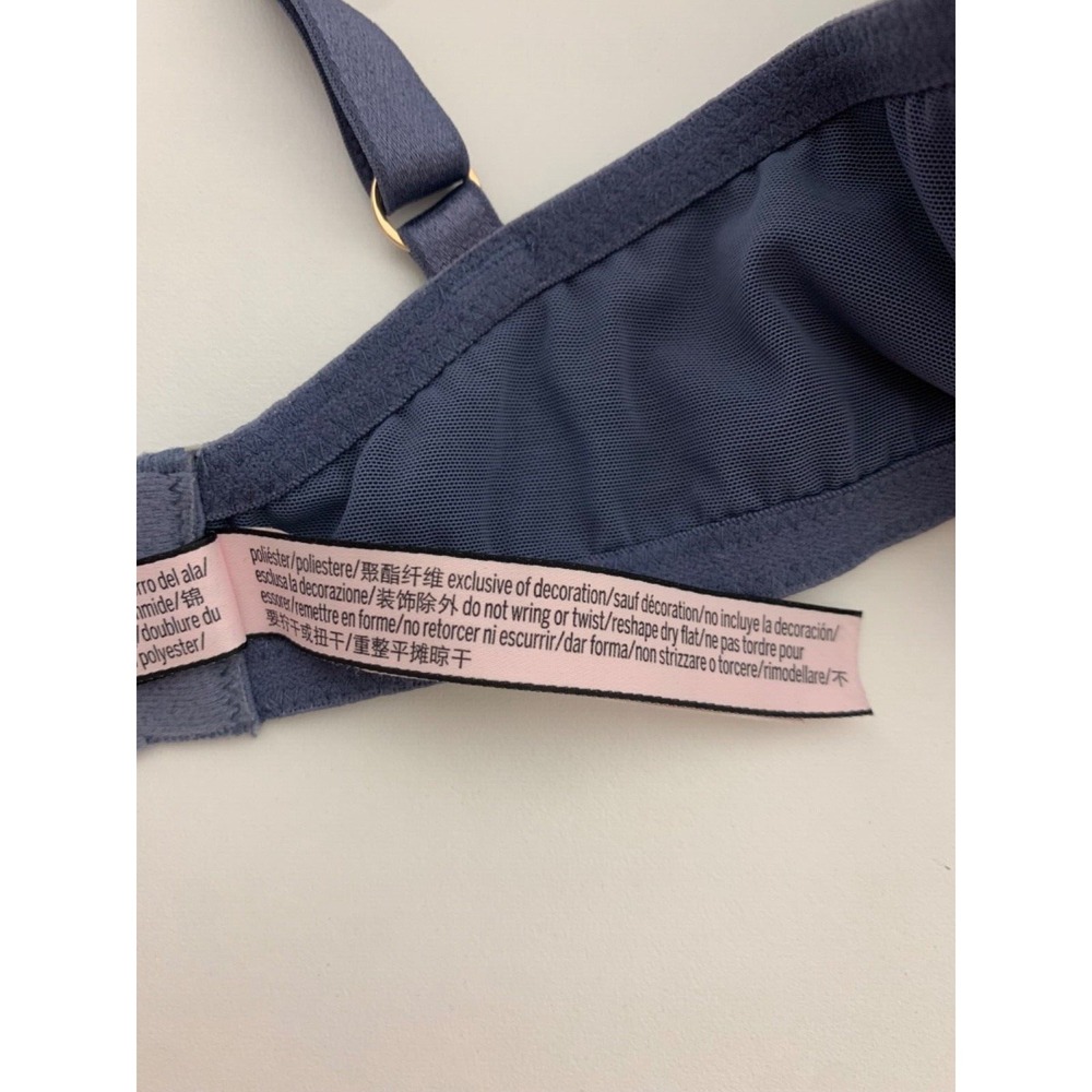 Victorias Secret Women Size 32DDD Blue Satin Dream Angels Lined Padded Bra - Picture 7 of 8